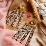 Boucles d'oreilles franges couleur léopard en acier inoxydable