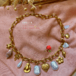 Collier grosses mailles avec 13 breloques en acier inoxydable