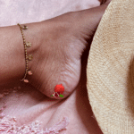 Chaine de cheville en acier inoxydable avec pampilles rondes