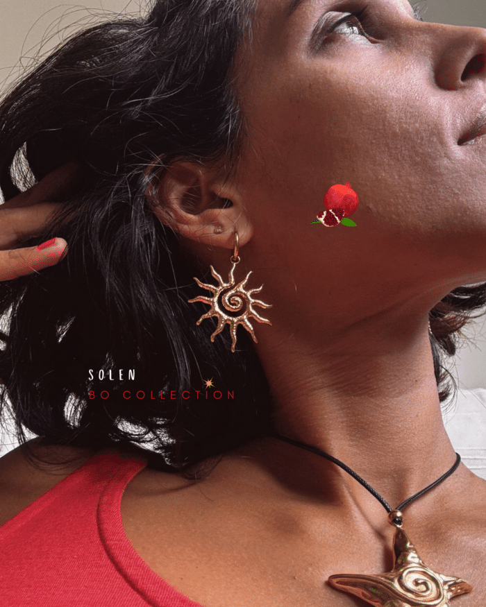 Boucle d'oreille en forme de soleil en acier inoxydable