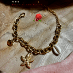 Chaine en acier inoxydable avec gros maillons et 3 pendentifs coquillages et étoile