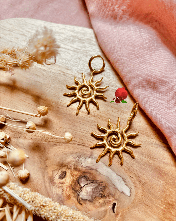 Boucle d'oreille en forme de soleil en acier inoxydable