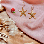 Boucle d'oreilles étoile  avec 2 finitions possibles : clou d'oreille en forme d'anneau doré à l'or fin ou clou d'oreille petite créole en acier inoxydable