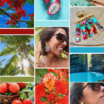 Boucle d'oreilles avec petites franges aux couleurs de l'île de la Réunion