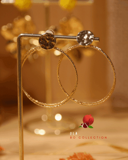 Double créole diamantée en plaqué or
