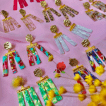 Boucle d'oreille à mini franges avec perles en résine ultra pops et colorées