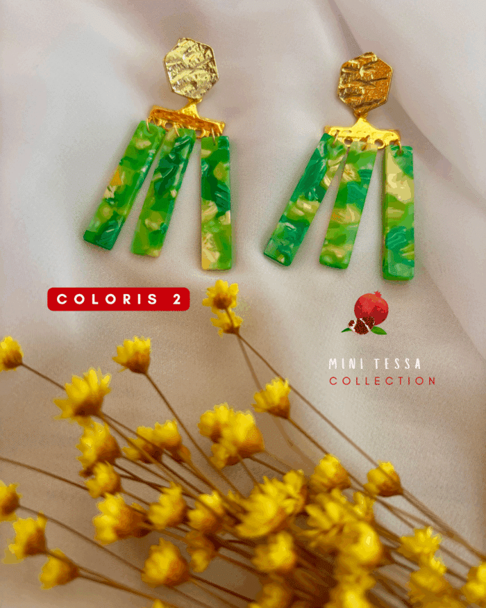 Boucle d'oreille à mini franges avec perles en résine ultra pops et colorées