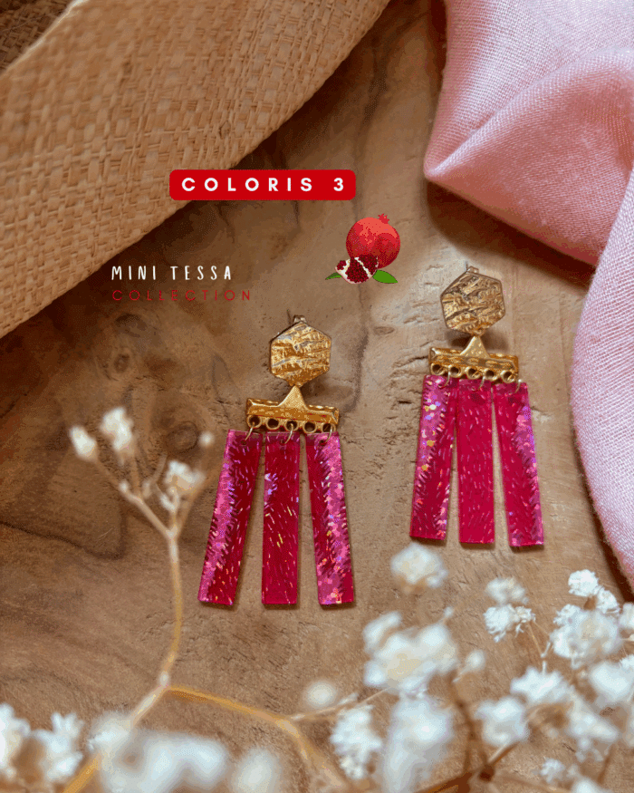 Boucle d'oreille à mini franges avec perles en résine ultra pops et colorées