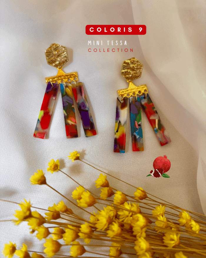 Boucle d'oreille à mini franges avec perles en résine ultra pops et colorées