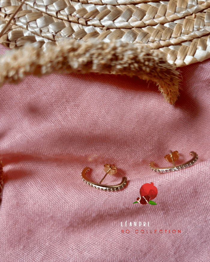 Boucle d'oreille de style ear cuff avec petits zircons Acier inoxydable Peut se positionner sur le 1er ou 2ème trou de l'oreille