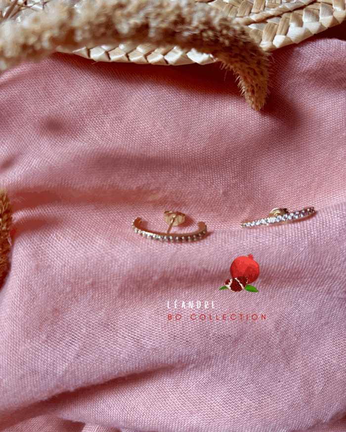 Boucle d'oreille de style ear cuff avec petits zircons Acier inoxydable Peut se positionner sur le 1er ou 2ème trou de l'oreille