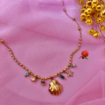 Collier à 7 pampilles en acier inoxydable avec chaine mixte : 2 mailles différentes