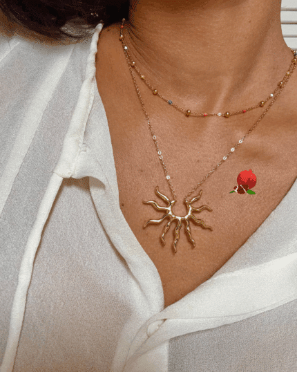 collier en acier inoxydable avec pendentif soleil