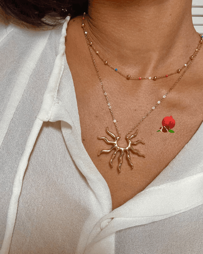 collier en acier inoxydable avec pendentif soleil