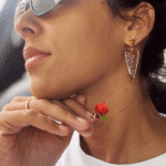 Boucle d'oreille en acier inoxydable avec pendentif coeur  Coloris Léopard