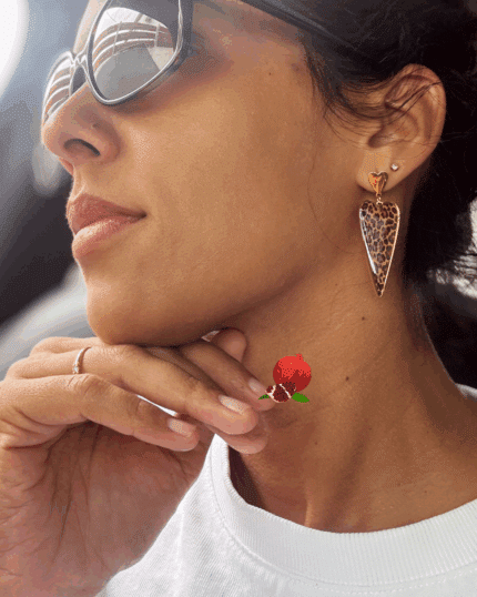 Boucle d'oreille en acier inoxydable avec pendentif coeur  Coloris Léopard