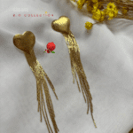 Boucle d'oreille pendante en acier inoxydable en forme de coeur composée de 11 petites chainettes