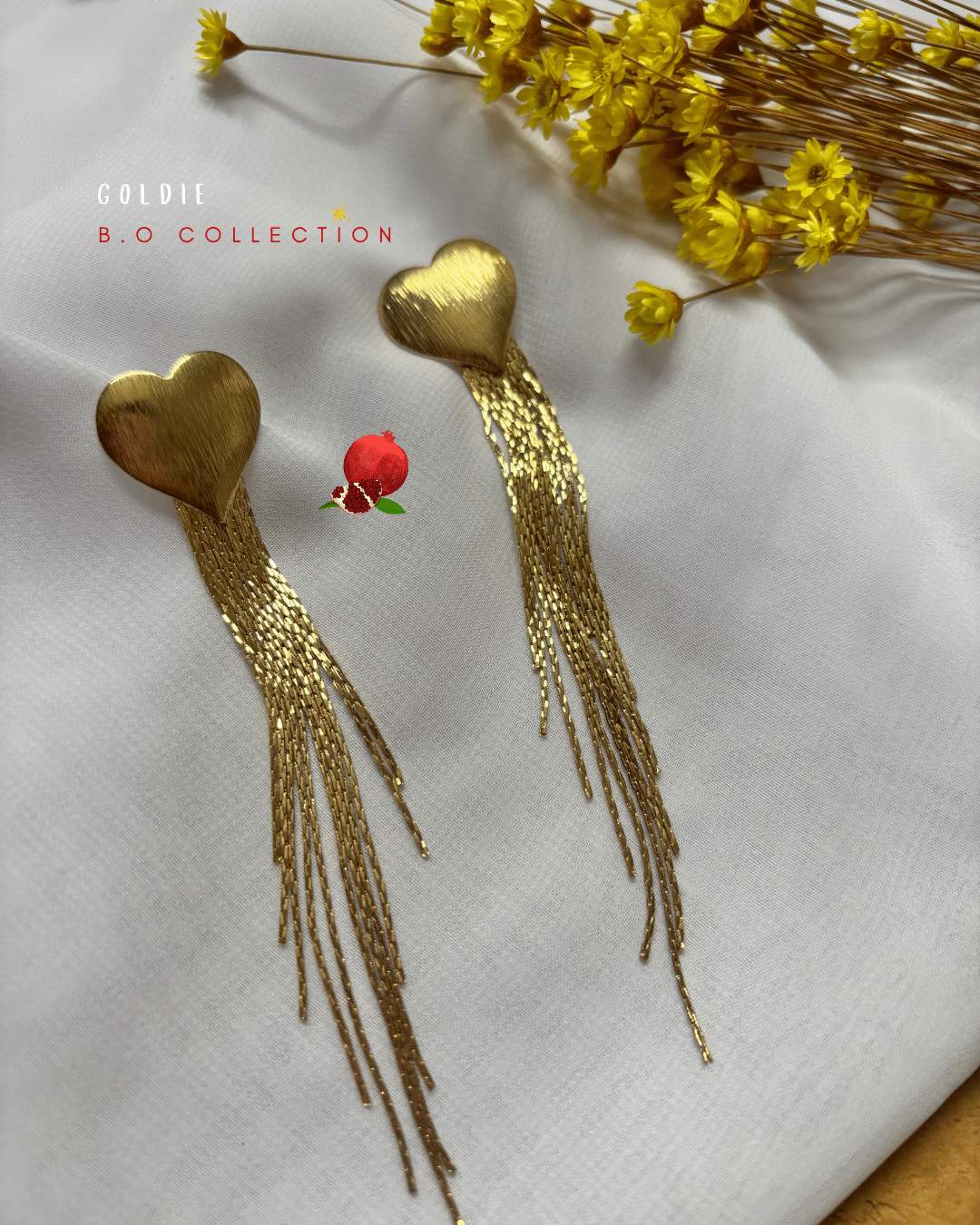 Goldie Boucle d'oreille pendante en acier inoxydable en forme de coeur composée de 11 petites chainettes