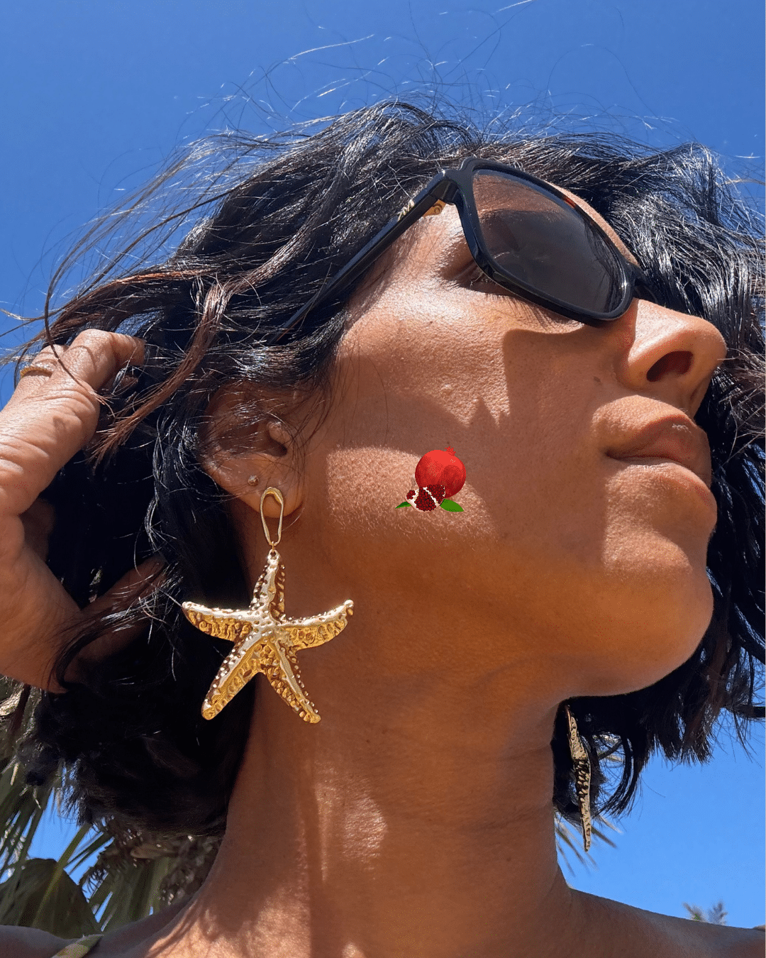 Sealya Boucle d'oreille pendante composée d'une étoile de mer XXL au design texturé en acier inoxydable