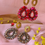 Clou d’oreille en acier inoxydable  Pendentif tissé à la main avec perles en crystal de verre 