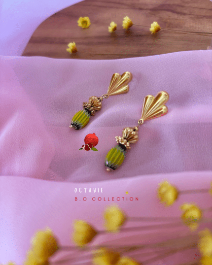 Boucle d'oreille en acier inoxydable avec pampilles colorées