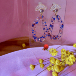 Clou d'oreille en plaqué or et zirconium Pendentif en résine avec strass étoilés