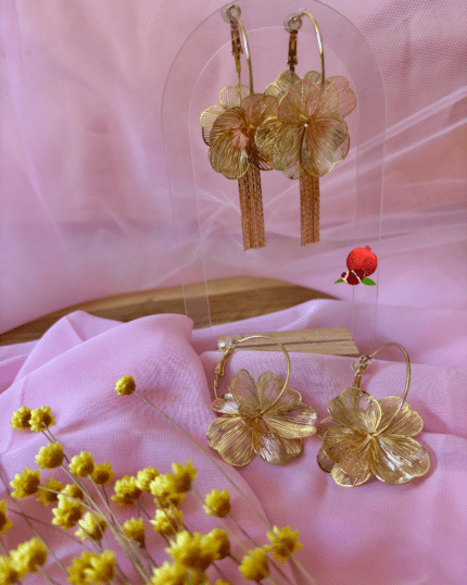 EDITION LIMITEE Boucle d'oreille 2 en 1 ! 1 seule paire, 2 façons de la porter : avec ou sans sa pampille  (photo 4) Créole en acier inoxydable et pampille en plaqué or