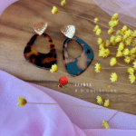 Boucle d'oreille avec pendentif en acétate motifs léopard Clou d'oreille en laiton plaqué or