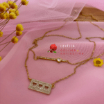 Collier chaine fine avec pendentif en zirconium Acier inoxydable