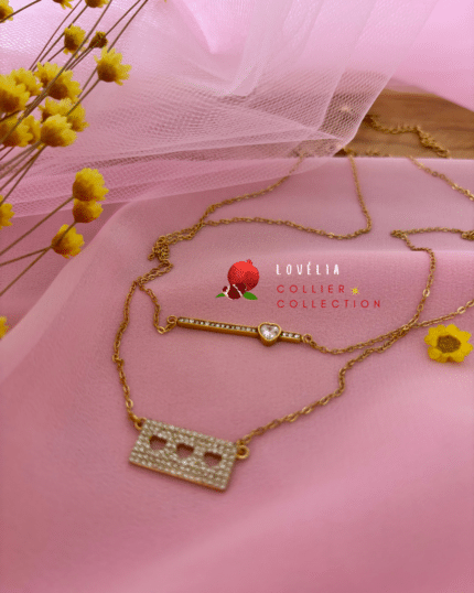 Collier chaine fine avec pendentif en zirconium Acier inoxydable