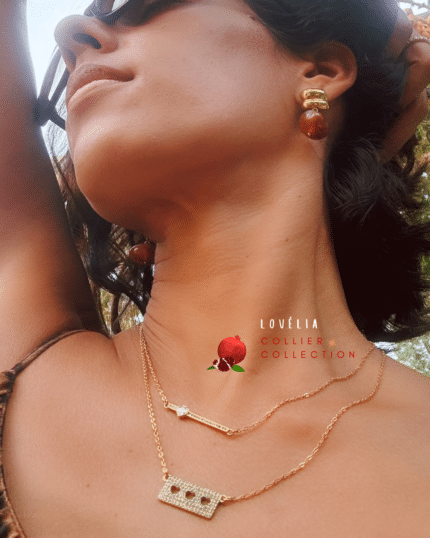 Collier chaine fine avec pendentif en zirconium Acier inoxydable