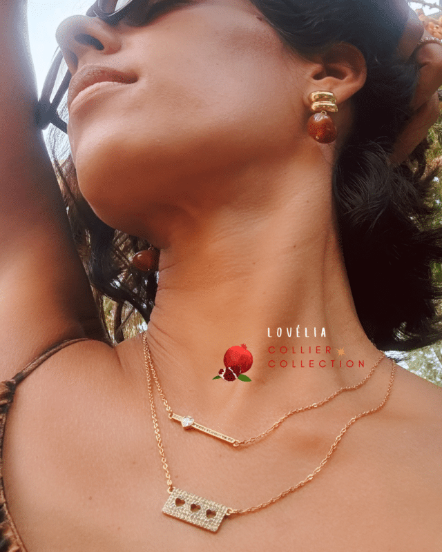 Collier chaine fine avec pendentif en zirconium Acier inoxydable