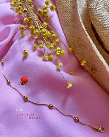 Chaine de cheville en acier inoxydable Petites boules dorées à interfaces régulières