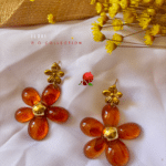 Boucle d'oreille avec clou d'oreille fleur en acier inoxydable Pendentif XXL en forme de fleur en résine