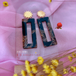 Boucle d'oreilles avec clou d'oreille soleil en acier inoxydable Pendentif rectangulaire en acétate