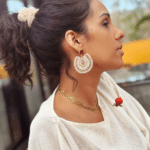 Boucle d’oreille tissée à la main Clou d'oreille en acier inoxydable Longueur : 5,5 cm Poids : 6,5 grs