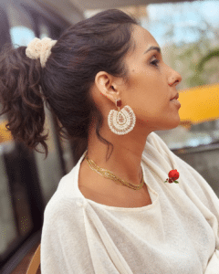 Boucle d’oreille tissée à la main Clou d'oreille en acier inoxydable Longueur : 5,5 cm Poids : 6,5 grs