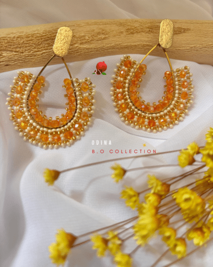Boucle d’oreille en forme de goutte tissée à la main Clou d'oreille en acier inoxydable Longueur : 6 cm Poids : 5 grs