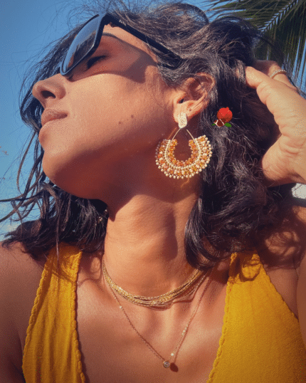 Boucle d’oreille en forme de goutte tissée à la main Clou d'oreille en acier inoxydable Longueur : 6 cm Poids : 5 grs
